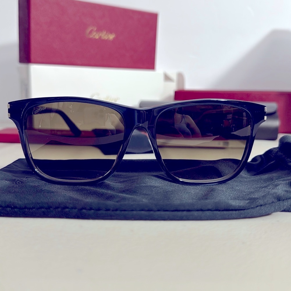 NEW Cartier Deep blue silver hardware Luxury Sunglasses 😎 signature authentic - Picture 10 of 14